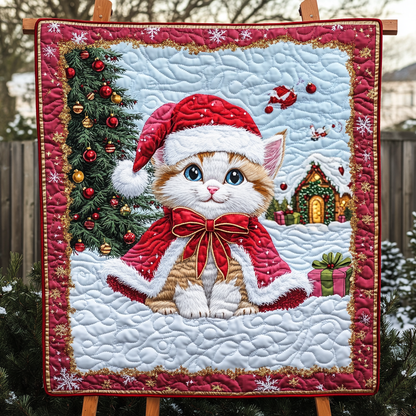 Meowy Christmas Delight Quilted Blanket