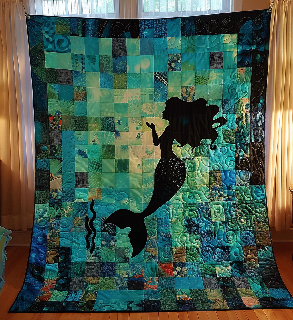 Mermaid's Whisper Quilted Blanket