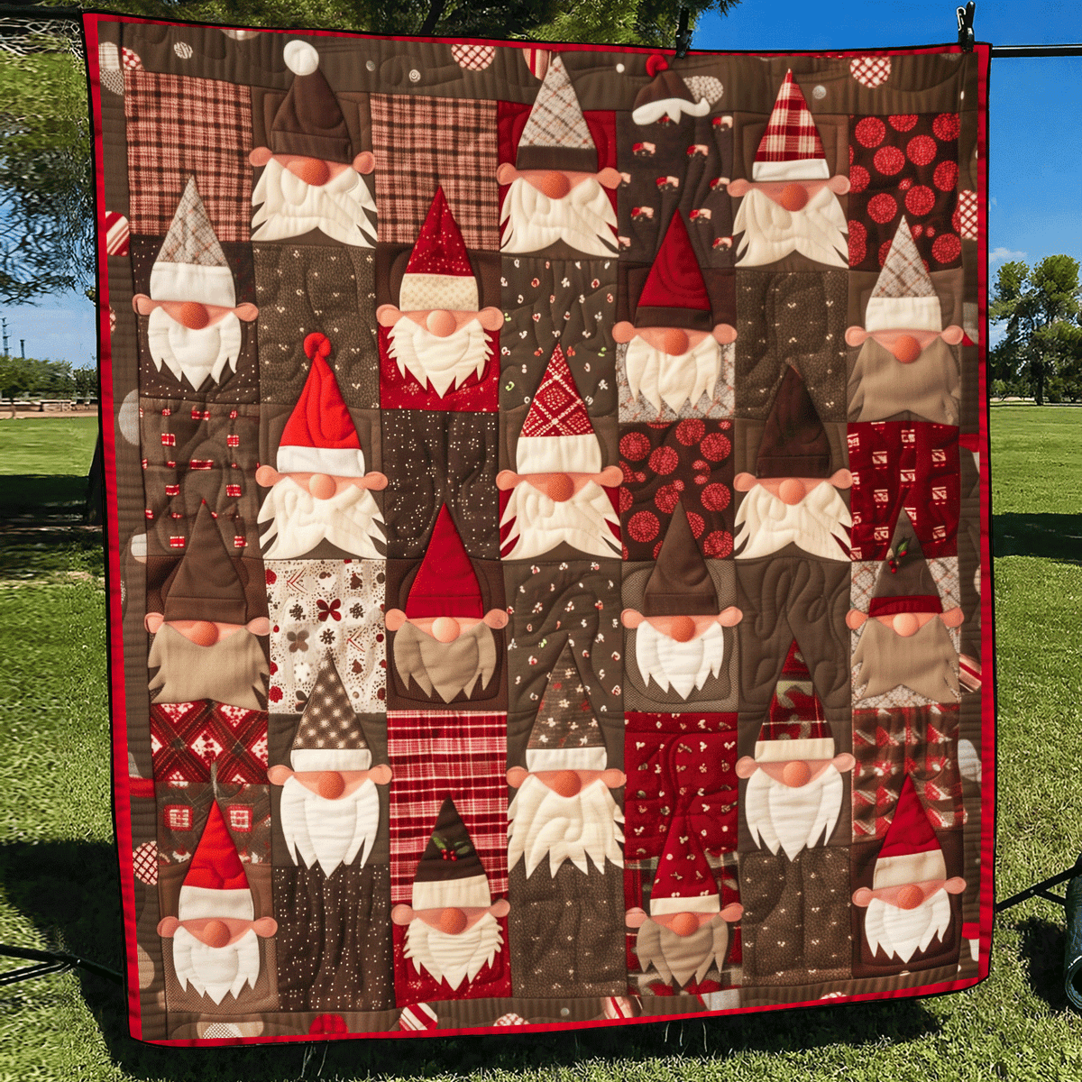 Merry Gnome Gatherings Quilted Blanket