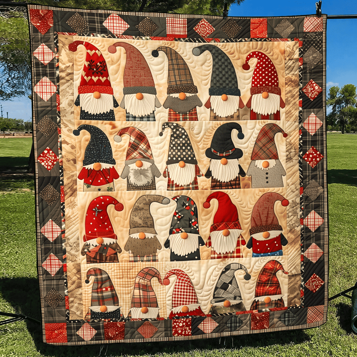 Merry Gnome Quilted Blanket