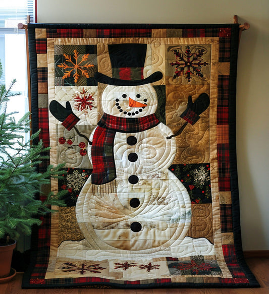 Merry Snowman Quilted Blanket