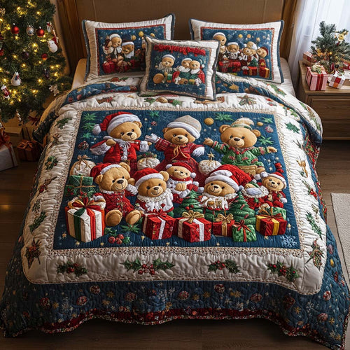 Merry Bears 3-Piece Quilted Bedding Set