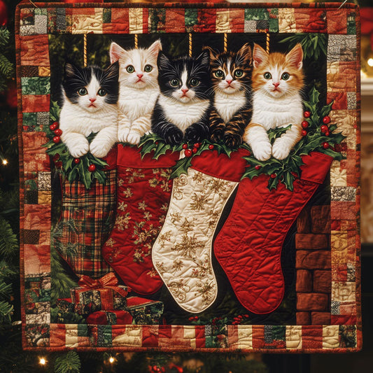 Merry Catmas Quilted Blanket