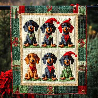 Merry Doxie Quilted Blanket