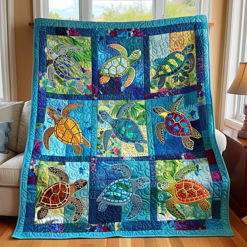 Mesmerizing Turtles Quilted Blanket