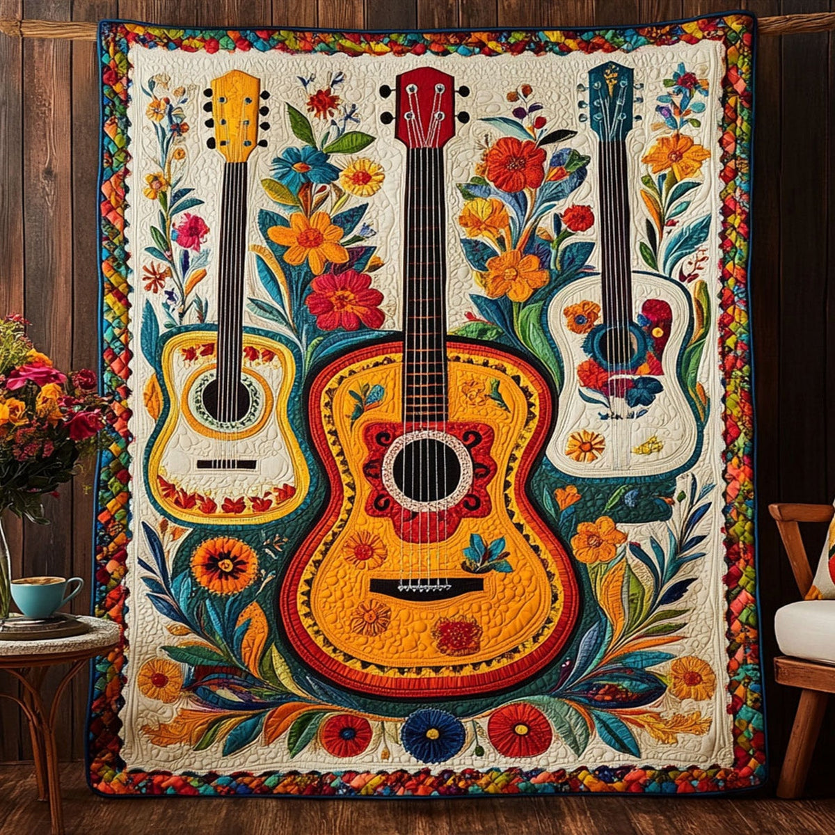 Mexico en Cuerdas Quilted Blanket