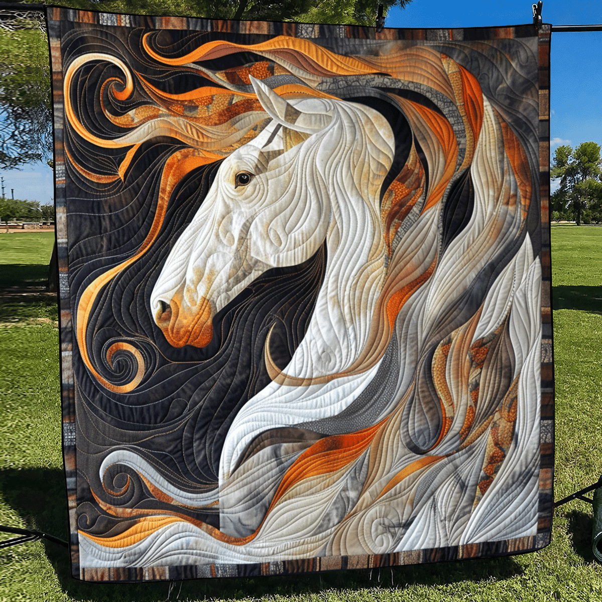 Midnight Stallion Quilted Blanket