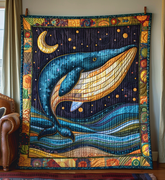 Midnight Whales Quilted Blanket