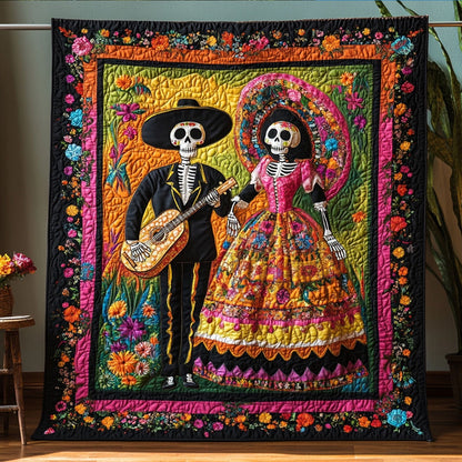 Midnight Bloom Quilted Blanket