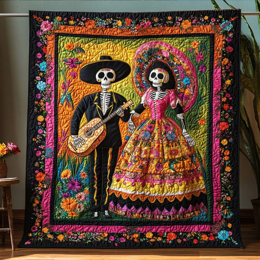 Midnight Bloom Quilted Blanket
