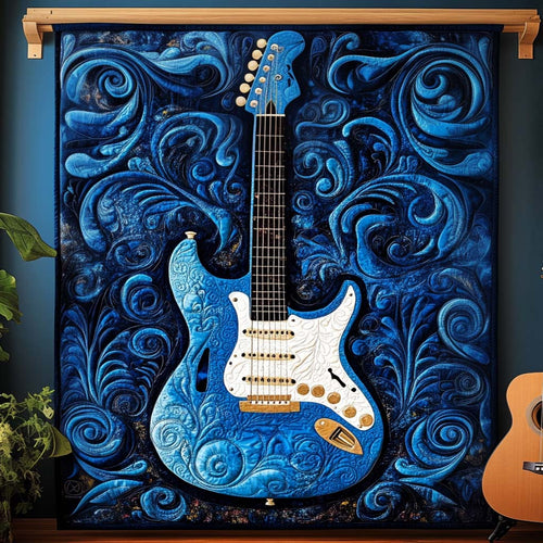 Midnight Blue Strings Quilted Blanket