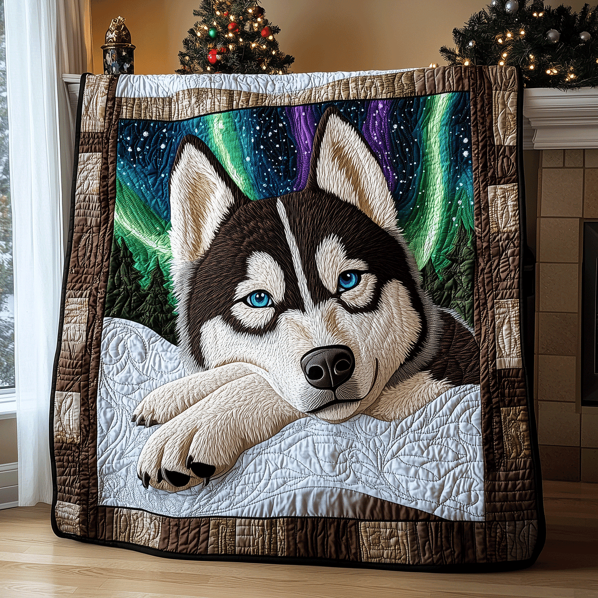 Midnight Husky Haven Quilted Blanket