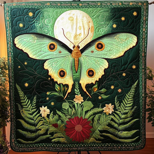Midnight Moth Quilted Blanket