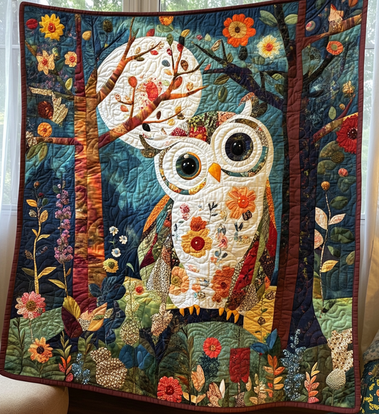 Midnight Owl Dance Quilted Blanket