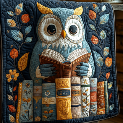 Midnight Owl Reading Quilted Blanket