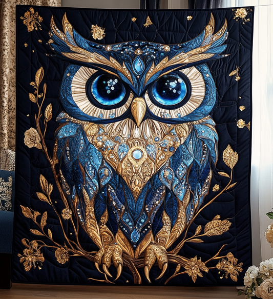 Midnight Owl Watch Quilted Blanket