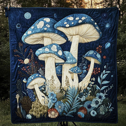 Midnight Shrooms Quilted Blanket