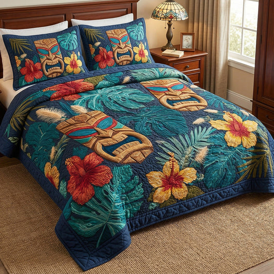 Midnight Tiki 3-Piece Quilted Bedding Set