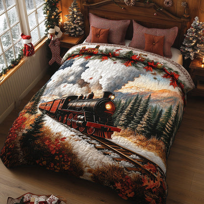 Midnight Train to Noel 3-Piece Quilted Bedding Set