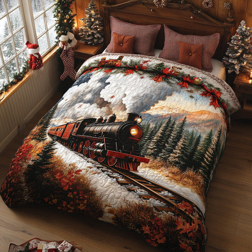 Midnight Train to Noel 3-Piece Quilted Bedding Set