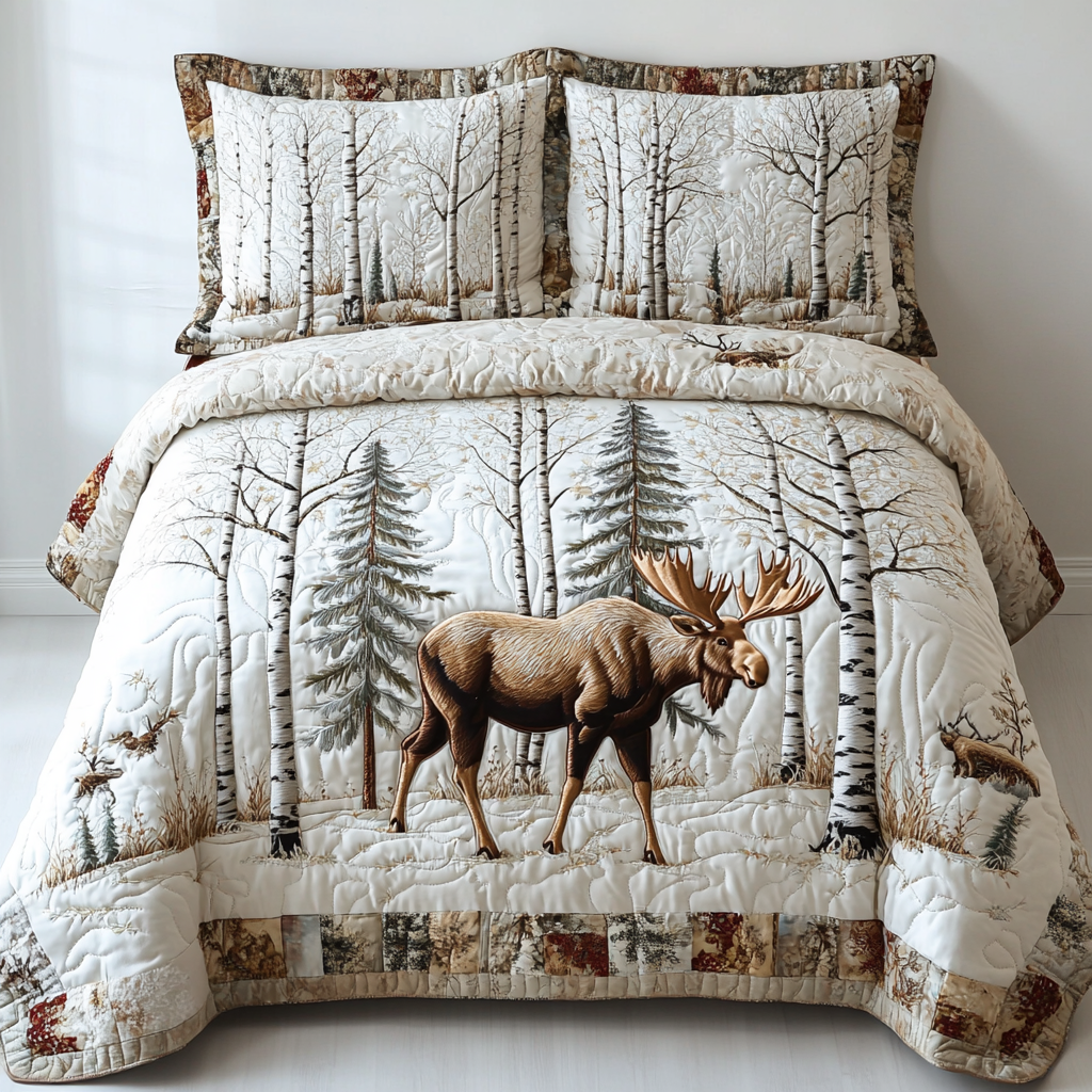 Mighty Moose 3-Piece Quilted Bedding Set