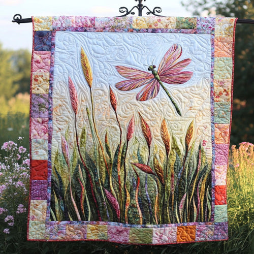 Misty Dragonfly Quilted Blanket