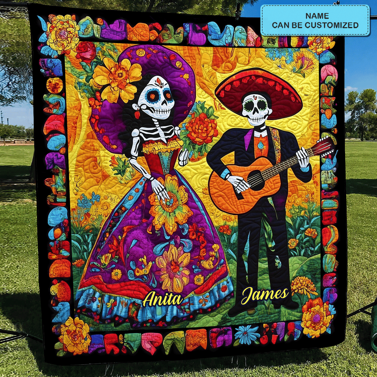 Dia De Los Muertos Personalized Quilted