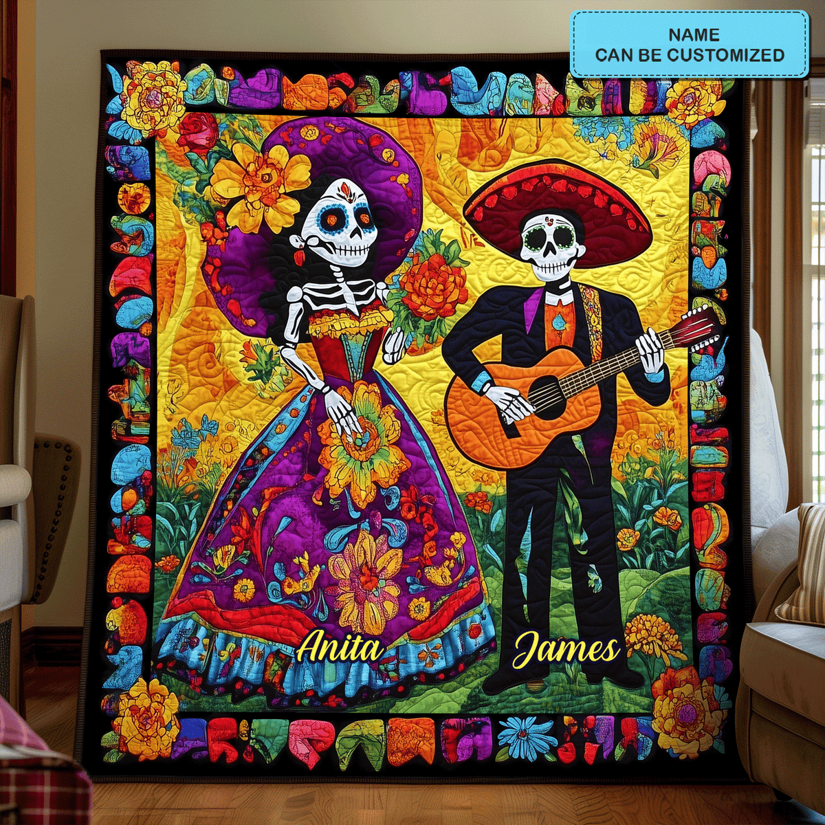 Dia De Los Muertos Personalized Quilted