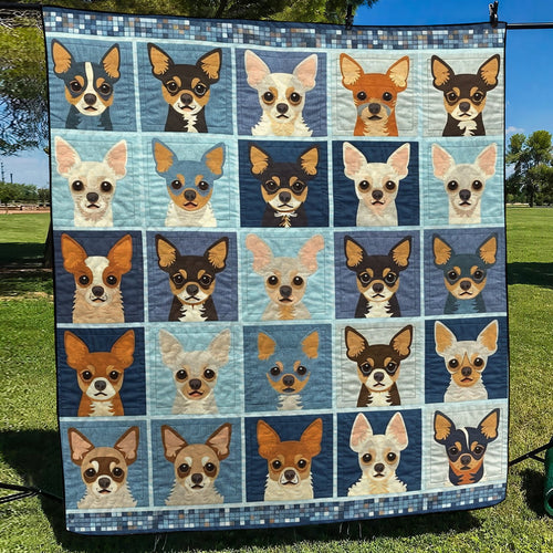 Modern Chihuahua Quilted Blanket