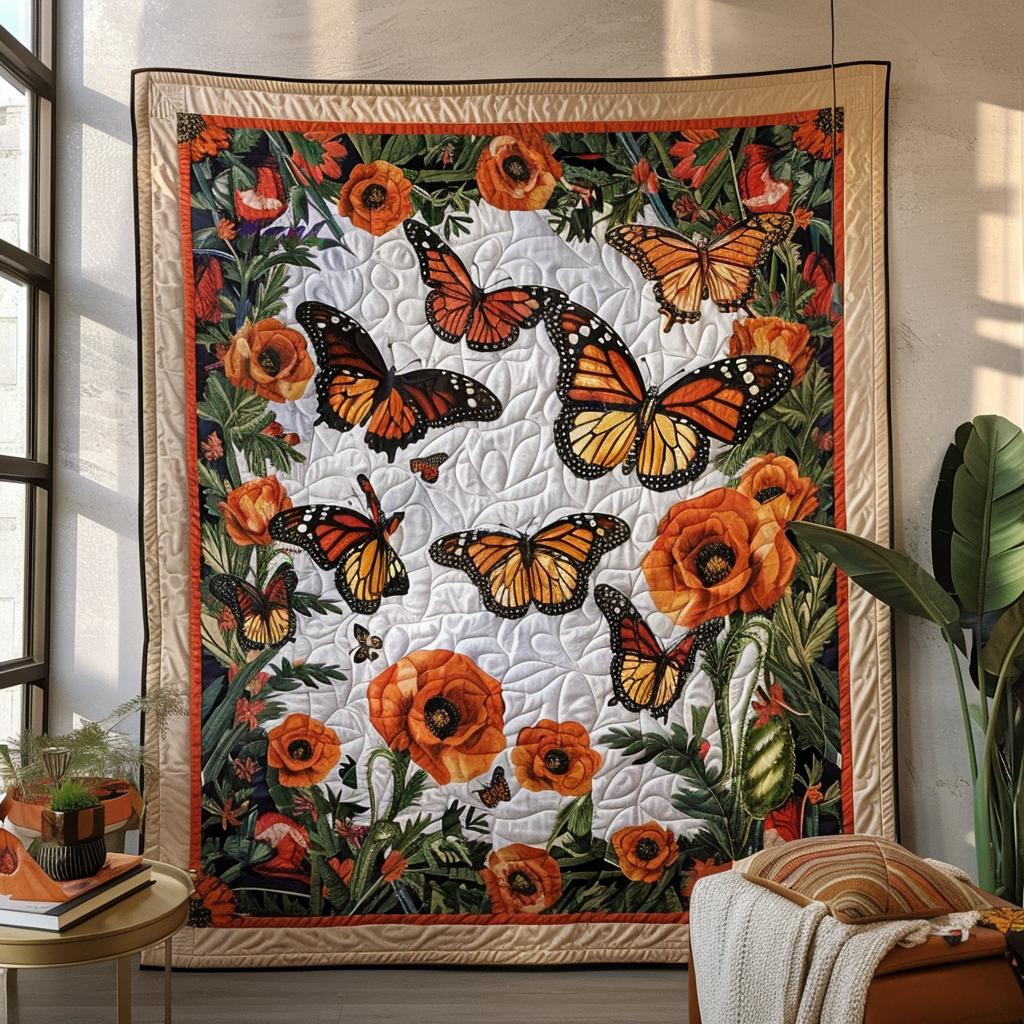 Monarch Butterflies Quilted Blanket