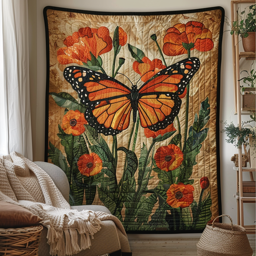 Monarch Butterfly Quilted Blanket