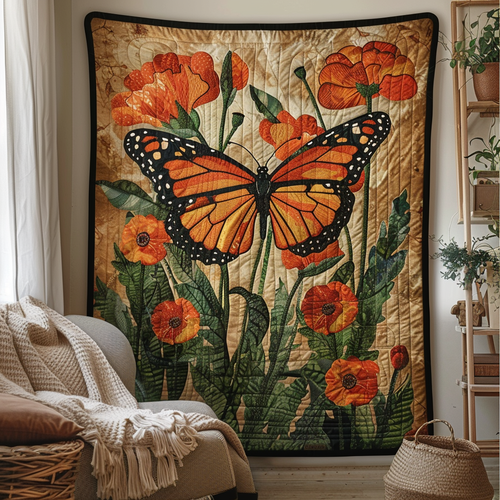 Monarch Butterfly Quilted Blanket
