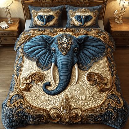 Monarch Elephant Haven 3-Piece Quilted Bedding Set