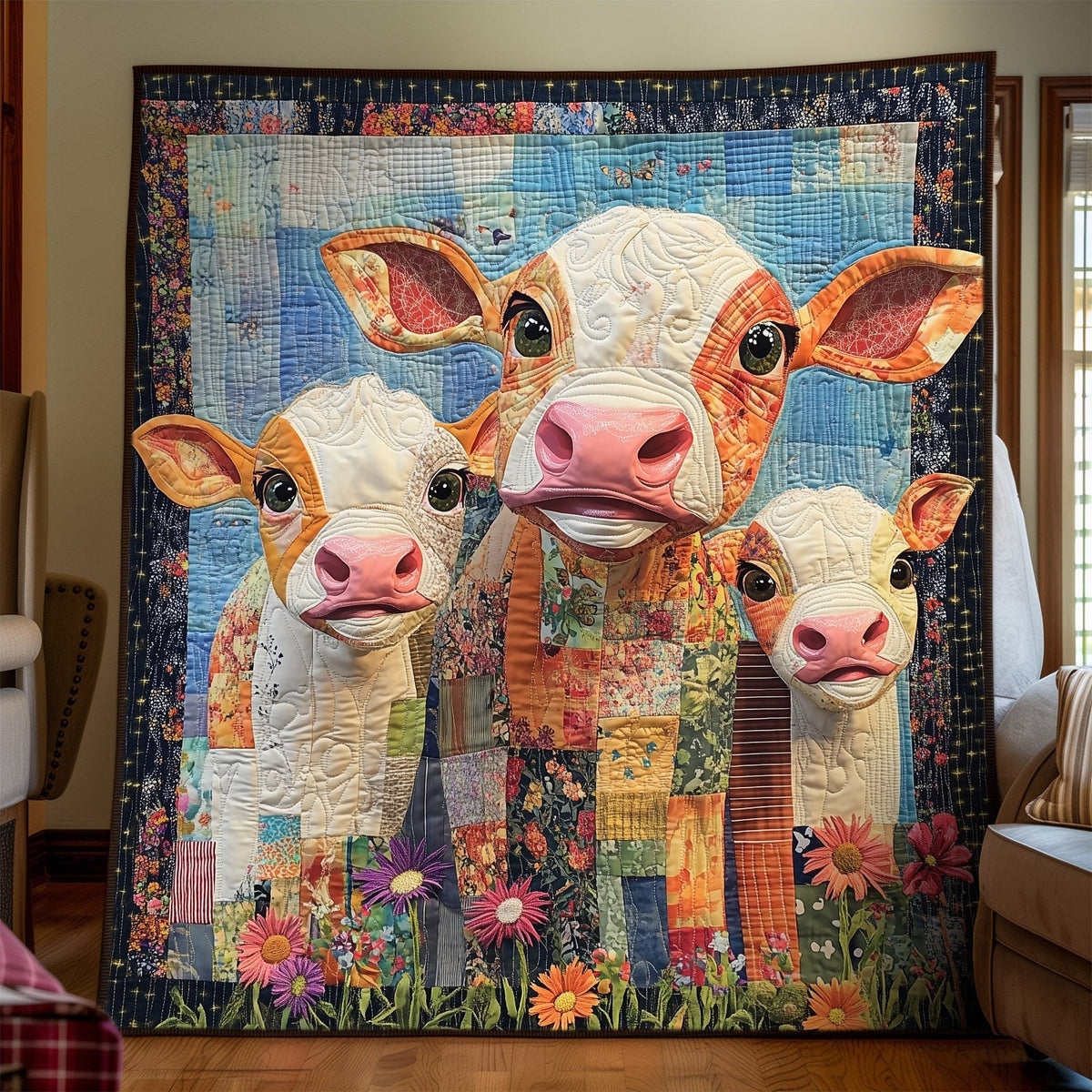 Moo Crew Quilted Blanket