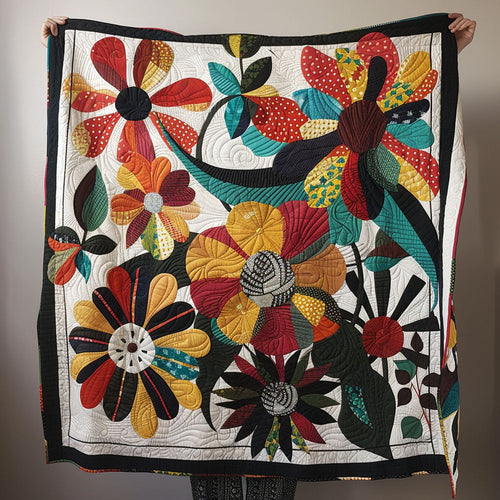 Moonlit Blossoms Quilted Blanket