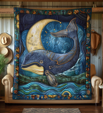 Moonlit Whale Quilted Blanket