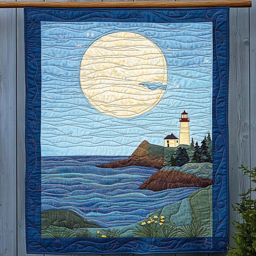 Moonlit Coast Quilted Blanket