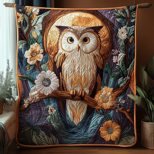 Moonlit Feathers Quilted Blanket