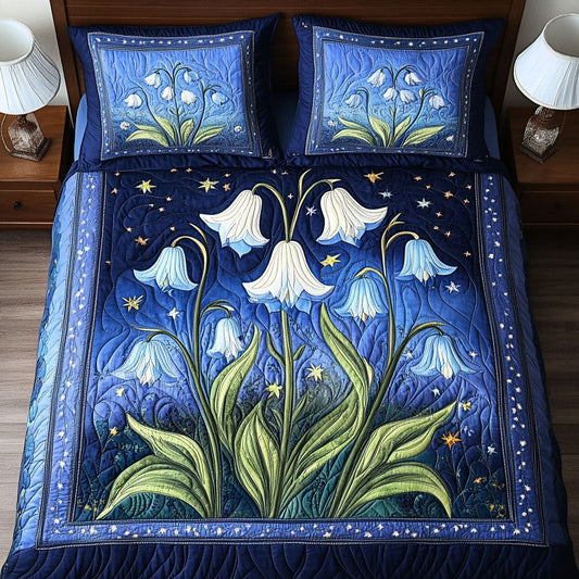 Moonlit Flowers 3-Piece Quilted Bedding Set