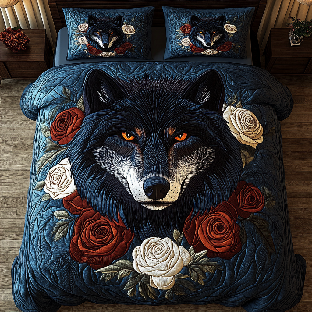 Moonlit Howl 3-Piece Quilted Bedding Set