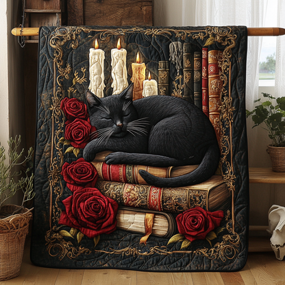 Moonlit Meow Quilted Blanket