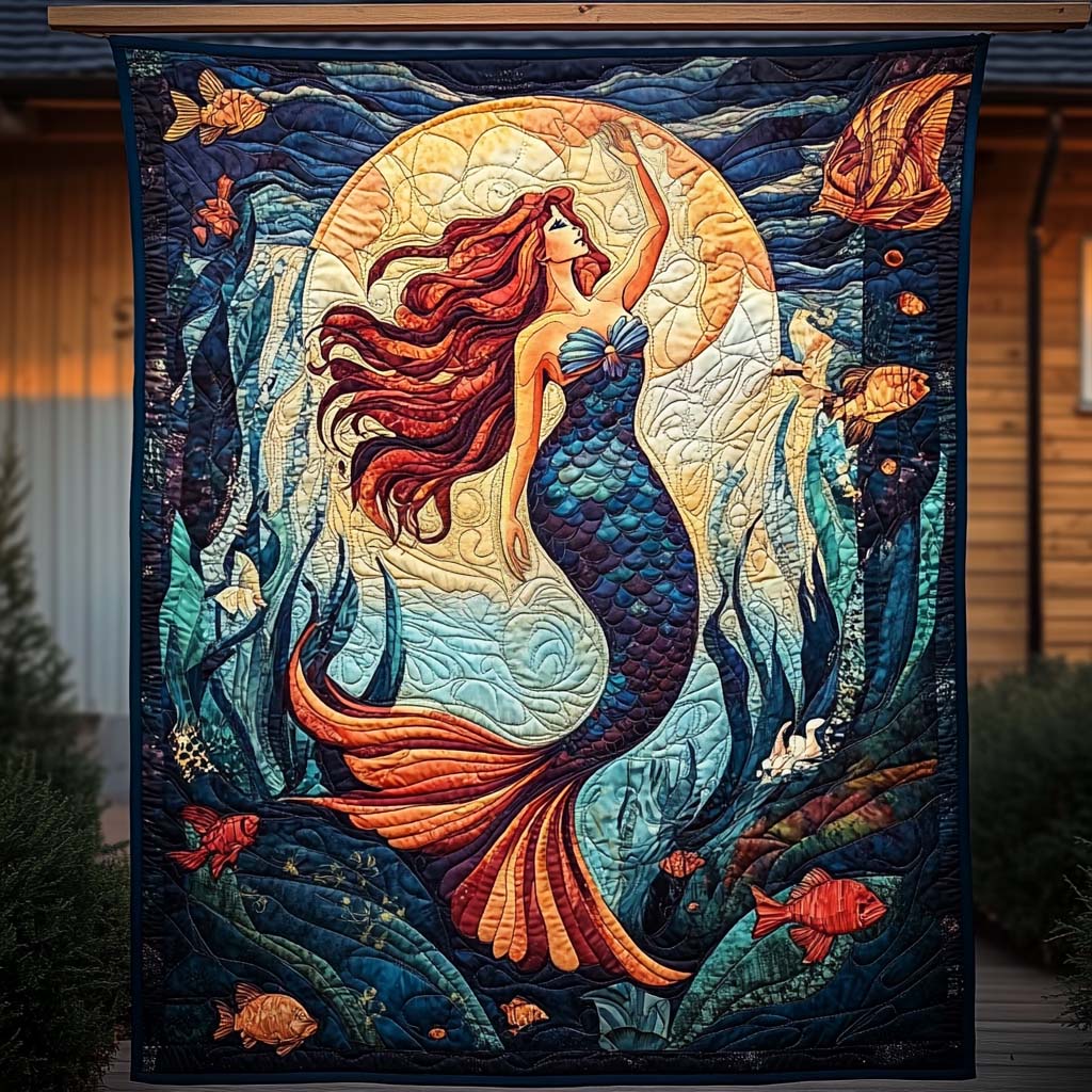 Moonlit Ocean Beauty Quilted Blanket