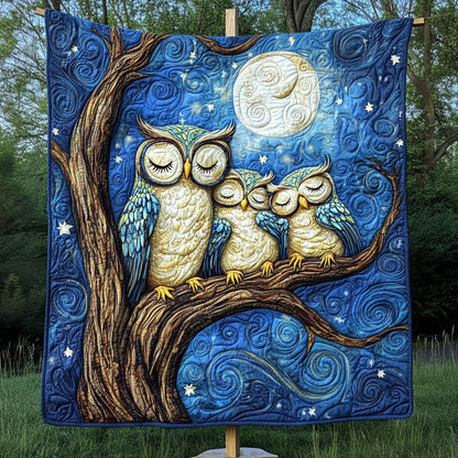 Moonlit Owls Quilted Blanket
