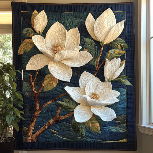 Moonlit Petals Quilted Blanket