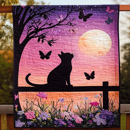Moonlit Whiskers Quilted Blanket