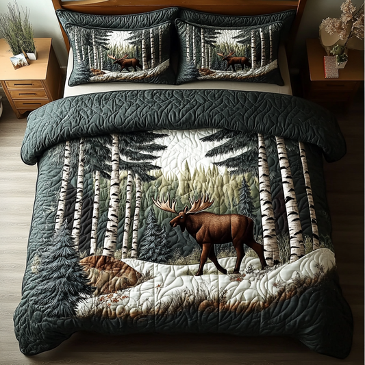 Moose Tracks 3-Piece Quilted Bedding Set