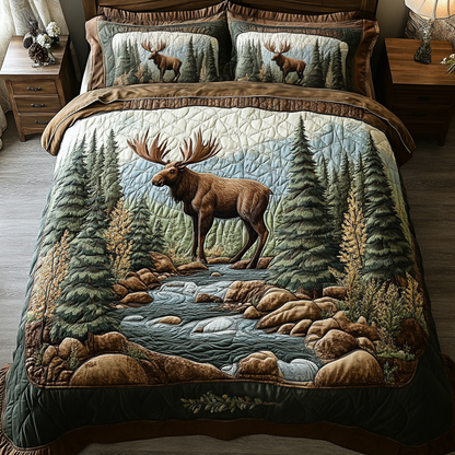 Moose Valley 3-Piece Quilted Bedding Set