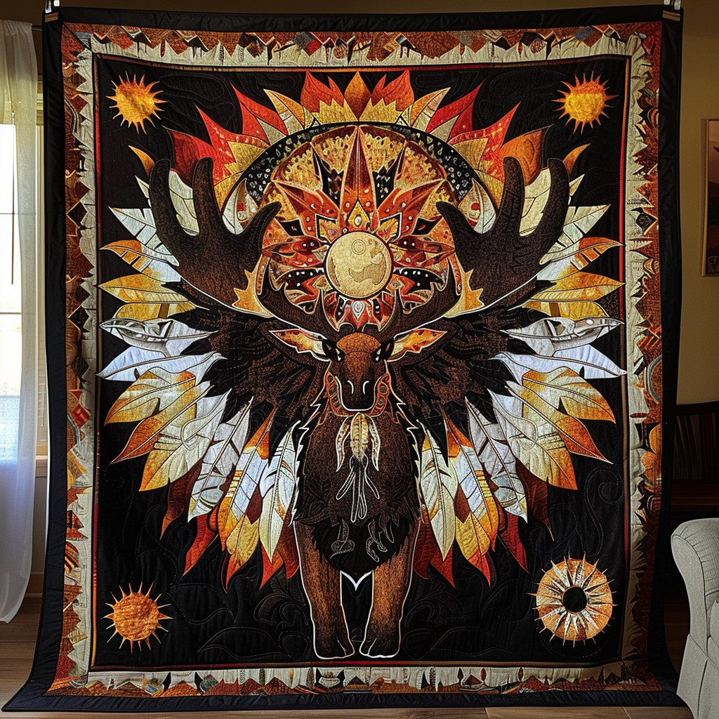Moose's Sacred Realm Quilted Blanket