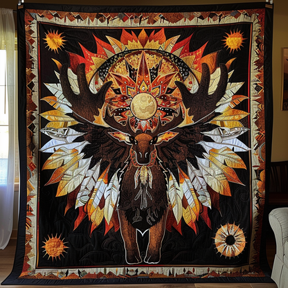 Moose's Sacred Realm Quilted Blanket