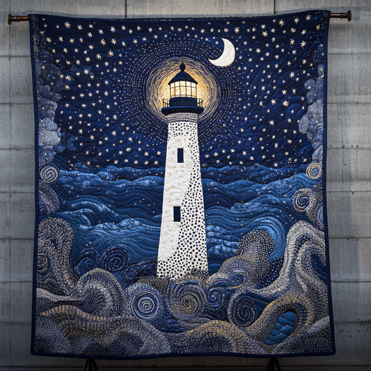 Morning Glow Lighthouse Quilted Blanket